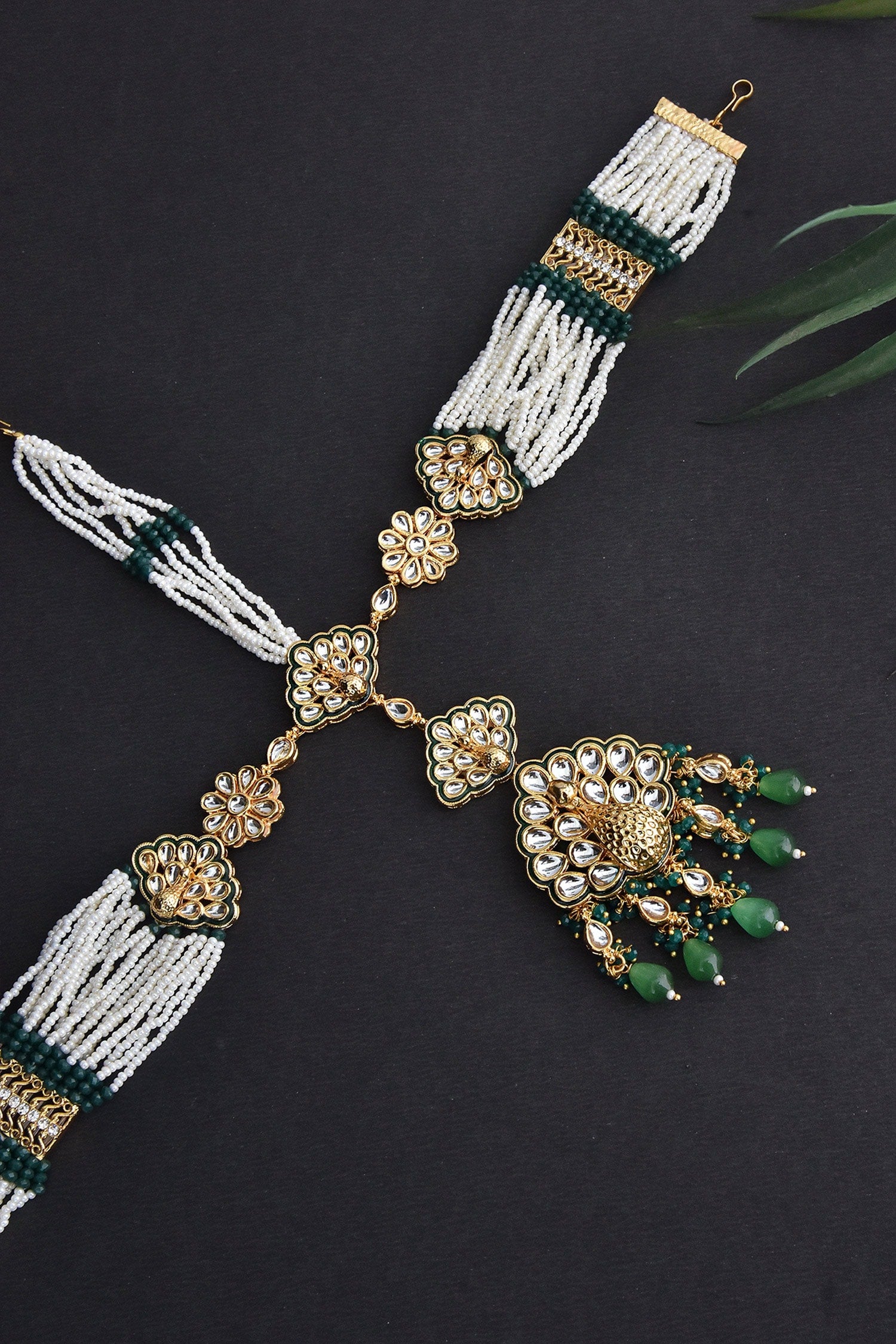 Peacock Motif Kundan Mathapatti 