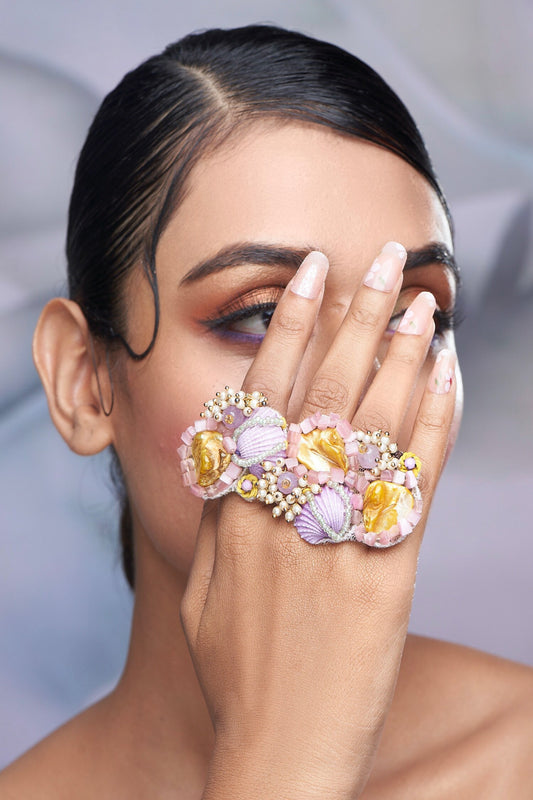 Stone & Shell Embellished Ring 