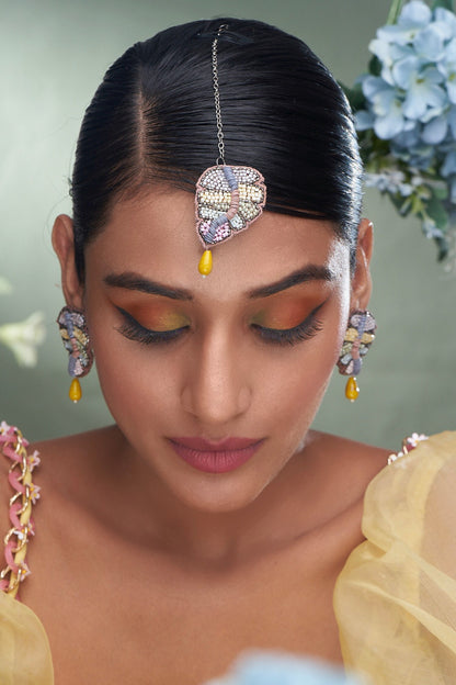 Bead Embellished Maangtikka & Earring Set 