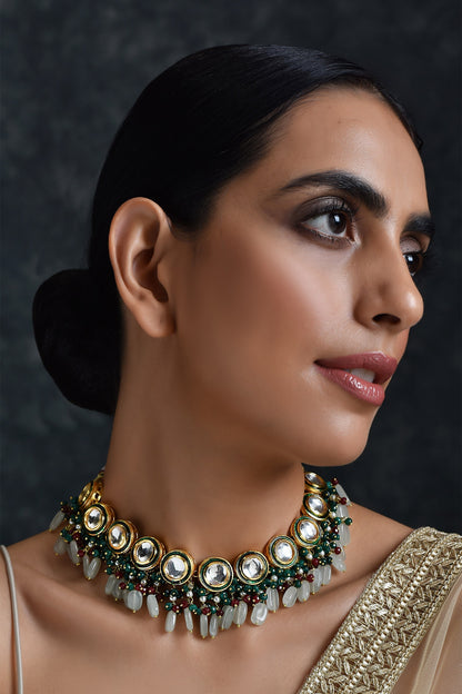 Kundan Stone Drop Choker 