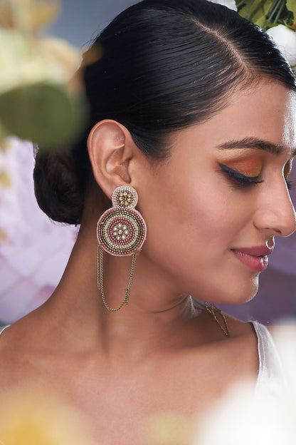 Circular Shape Beads Embellished Earrings 