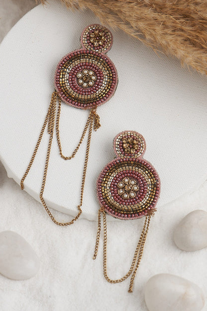 Circular Shape Beads Embellished Earrings 