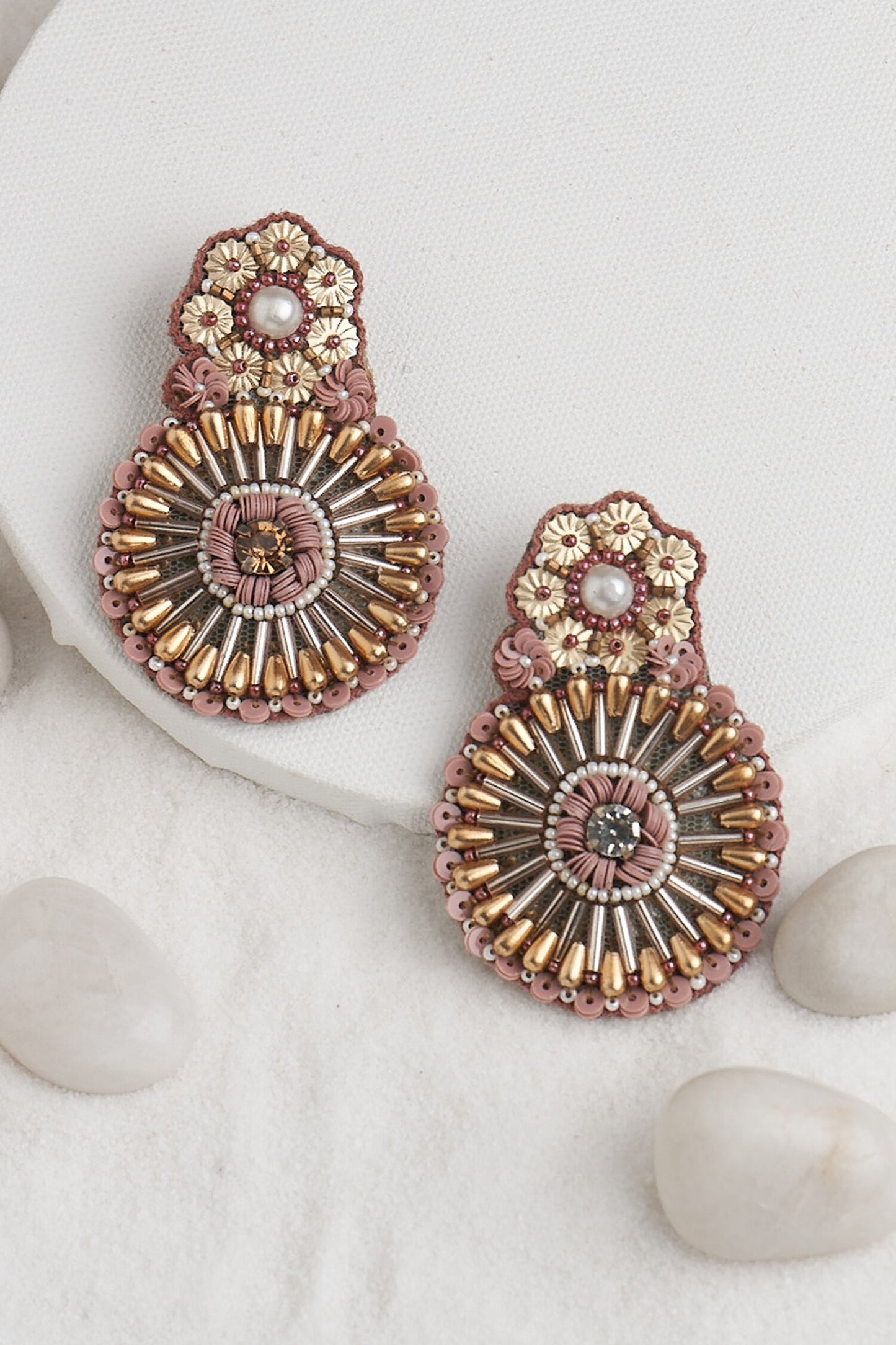 Sequin Embellished Floral Bloom Earrings 