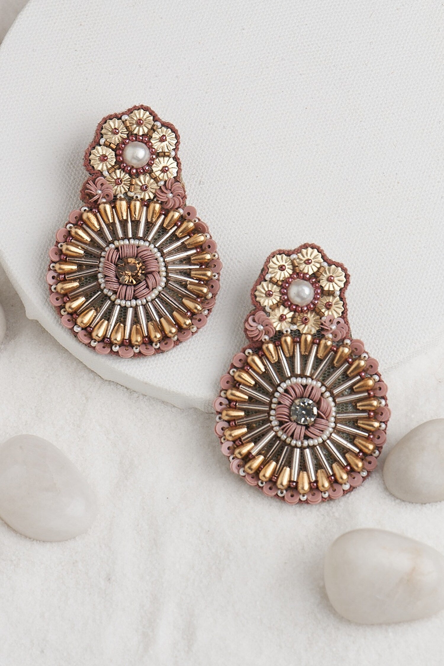 Sequin Embellished Floral Bloom Earrings 