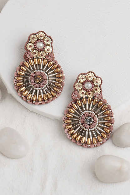 Sequin Embellished Floral Bloom Earrings 