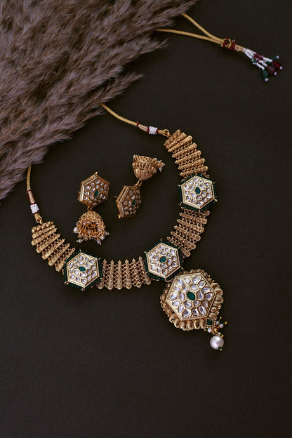 Kundan Embellished Necklace Set 