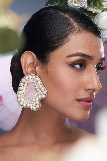 Abstract Pearl Embellished Earrings 