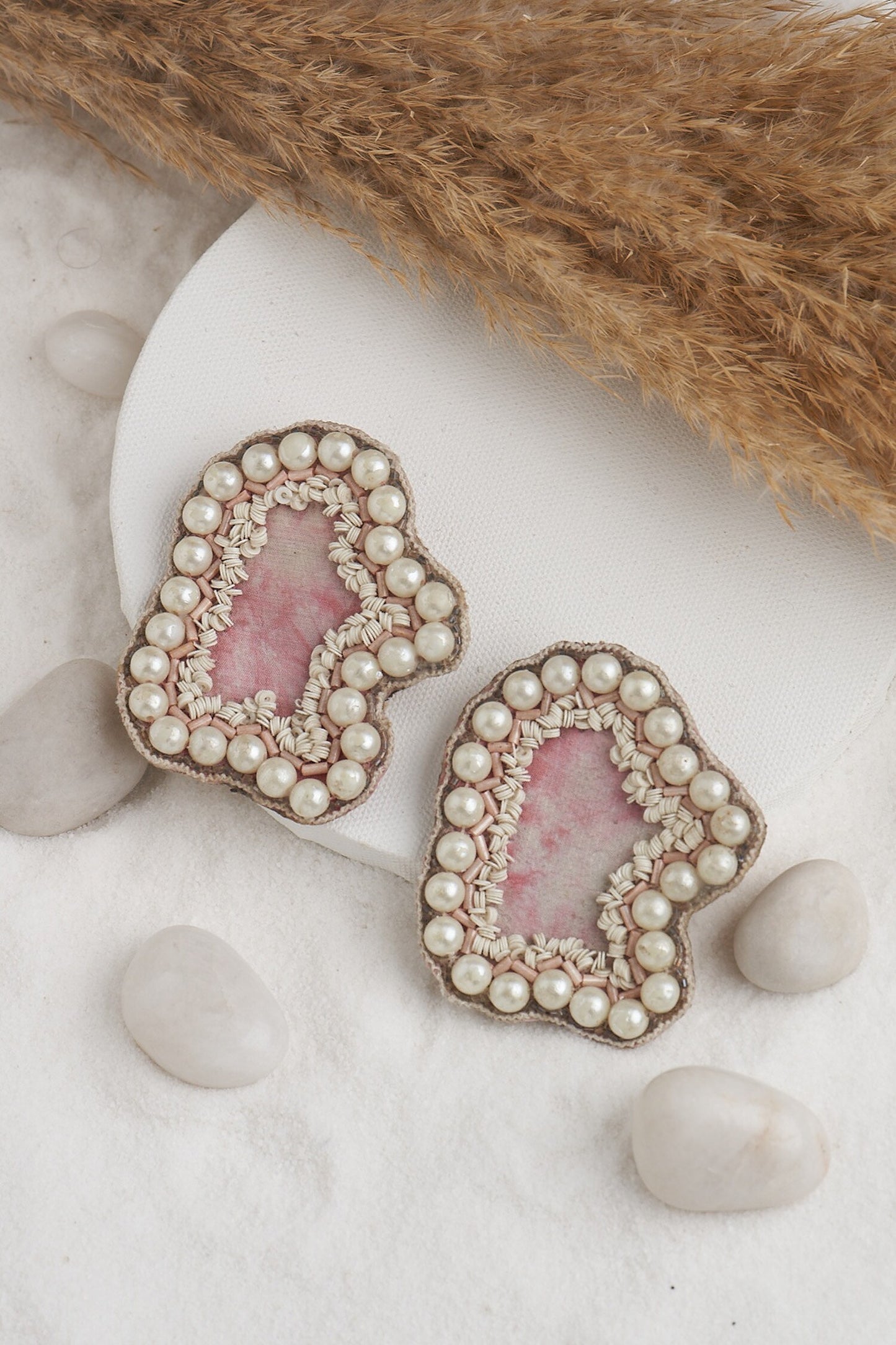 Abstract Pearl Embellished Earrings 