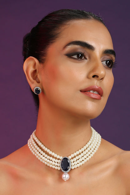 Pearl Embellished Necklace Set 