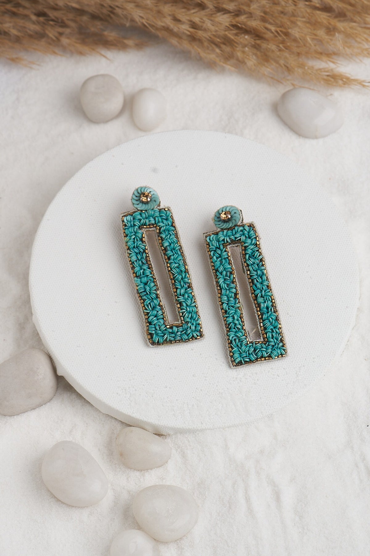 Geometric Shape Sequin Embellished Earrings 