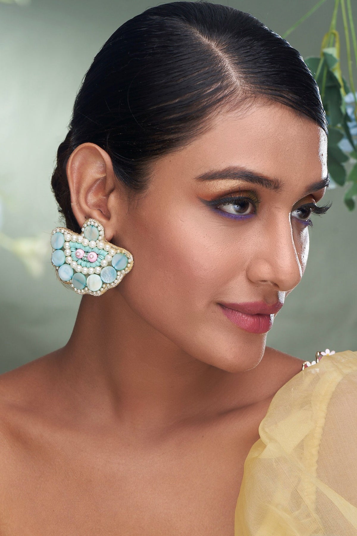Diya Shape Beaded Earrings 