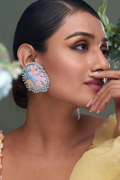 Stone & Thread Embroidered Earrings 