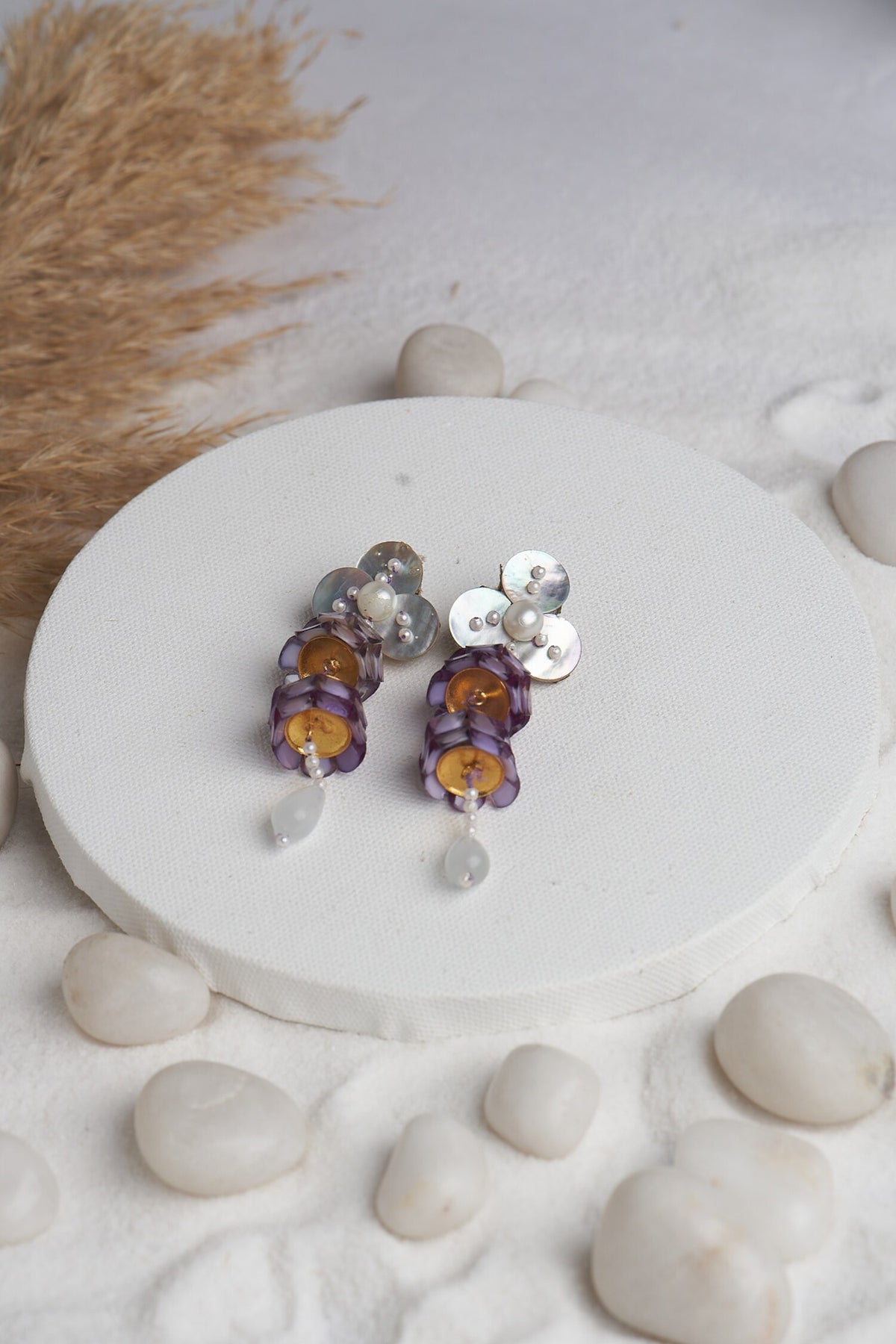 Floral Mirror Embellished Earrings 