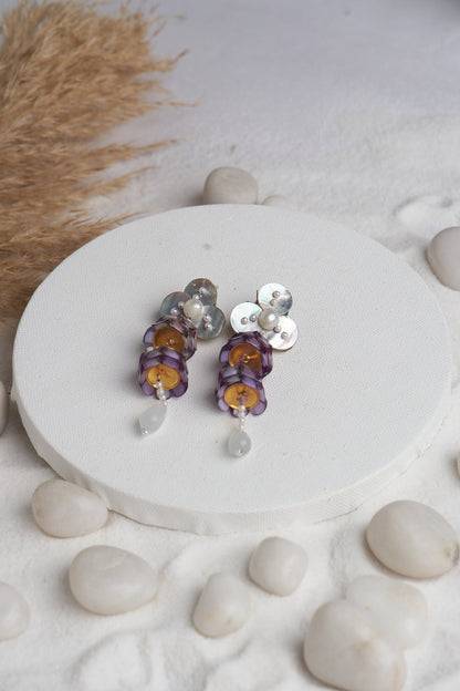 Floral Mirror Embellished Earrings 