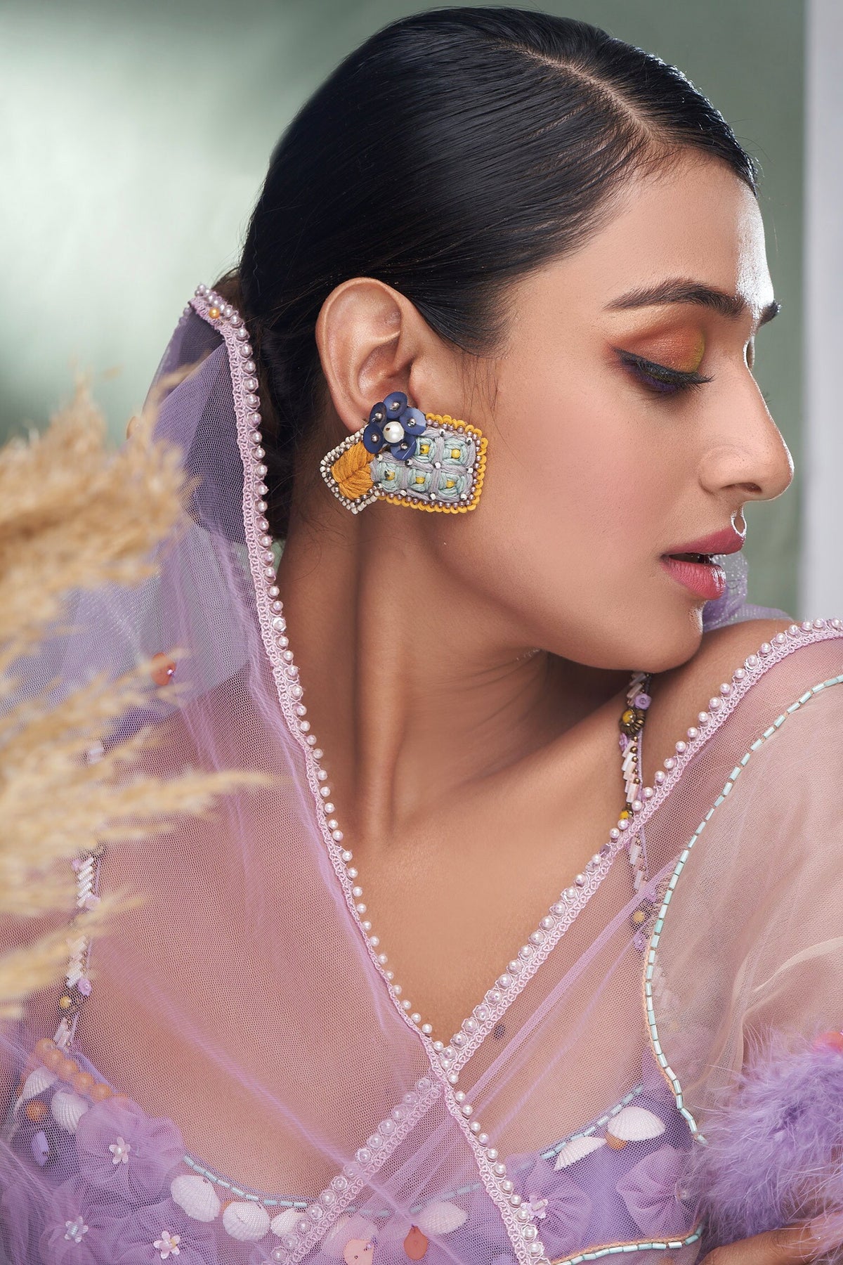 Thread & Stone Work Ear Studs 