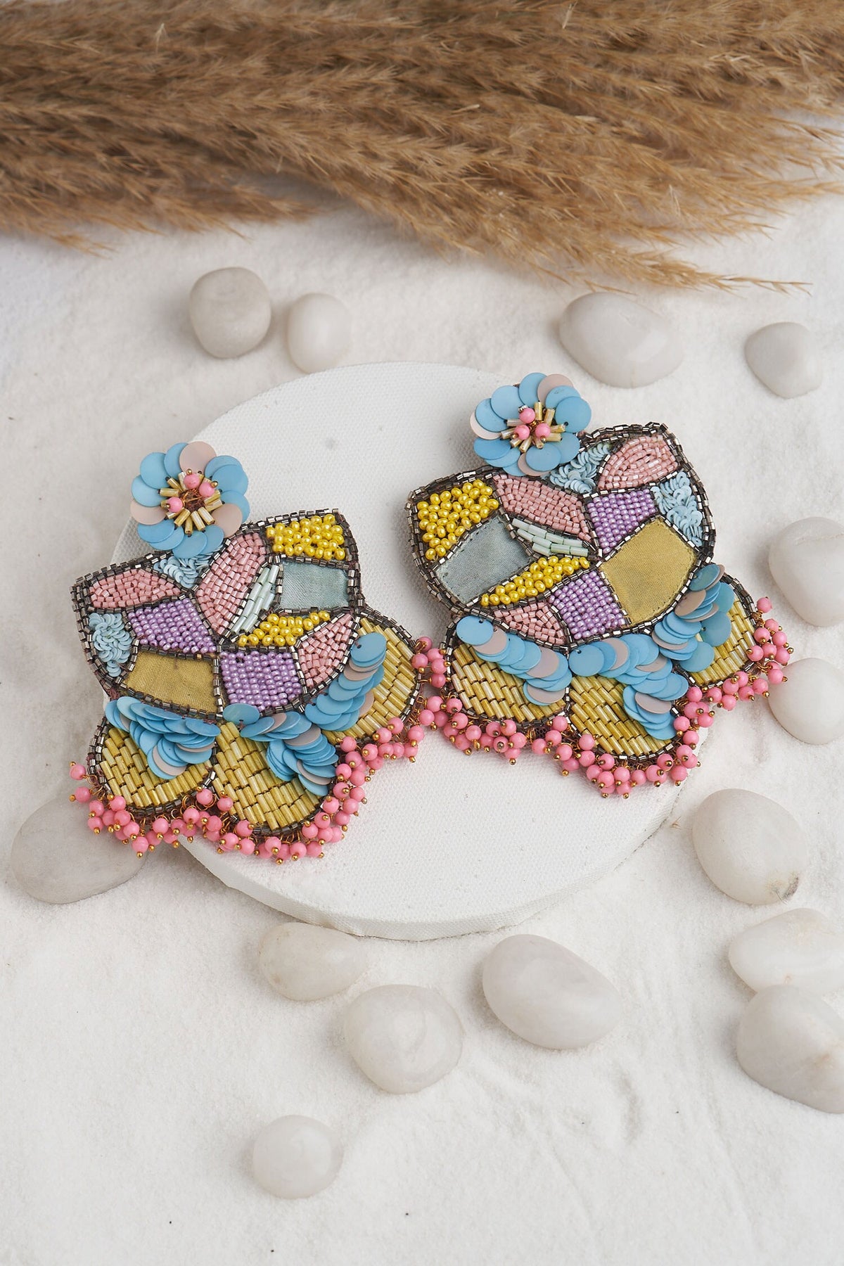 Multi Stone Work Earrings 