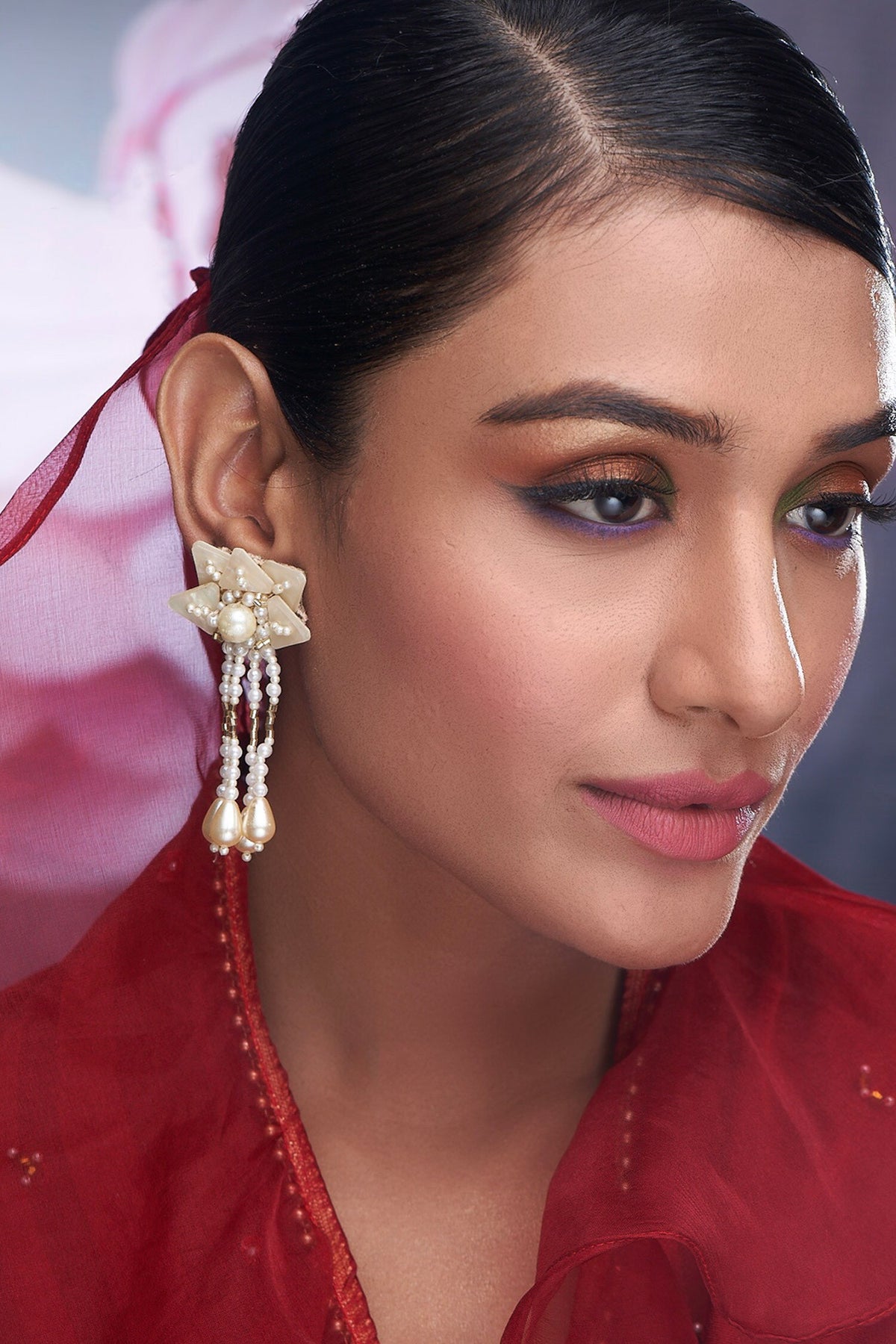 Pearl Embellished Tassel Earrings 