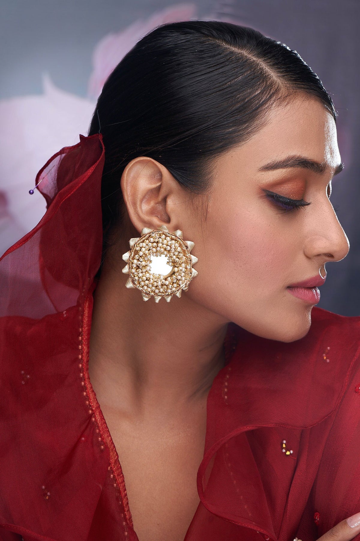 Pearl & Mirror Embellished Earrings 