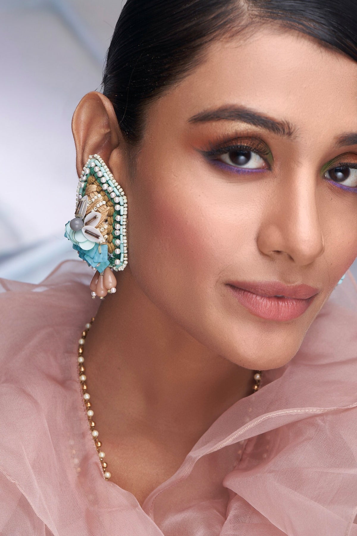 Abstract Shaped Bead Work Earrings 