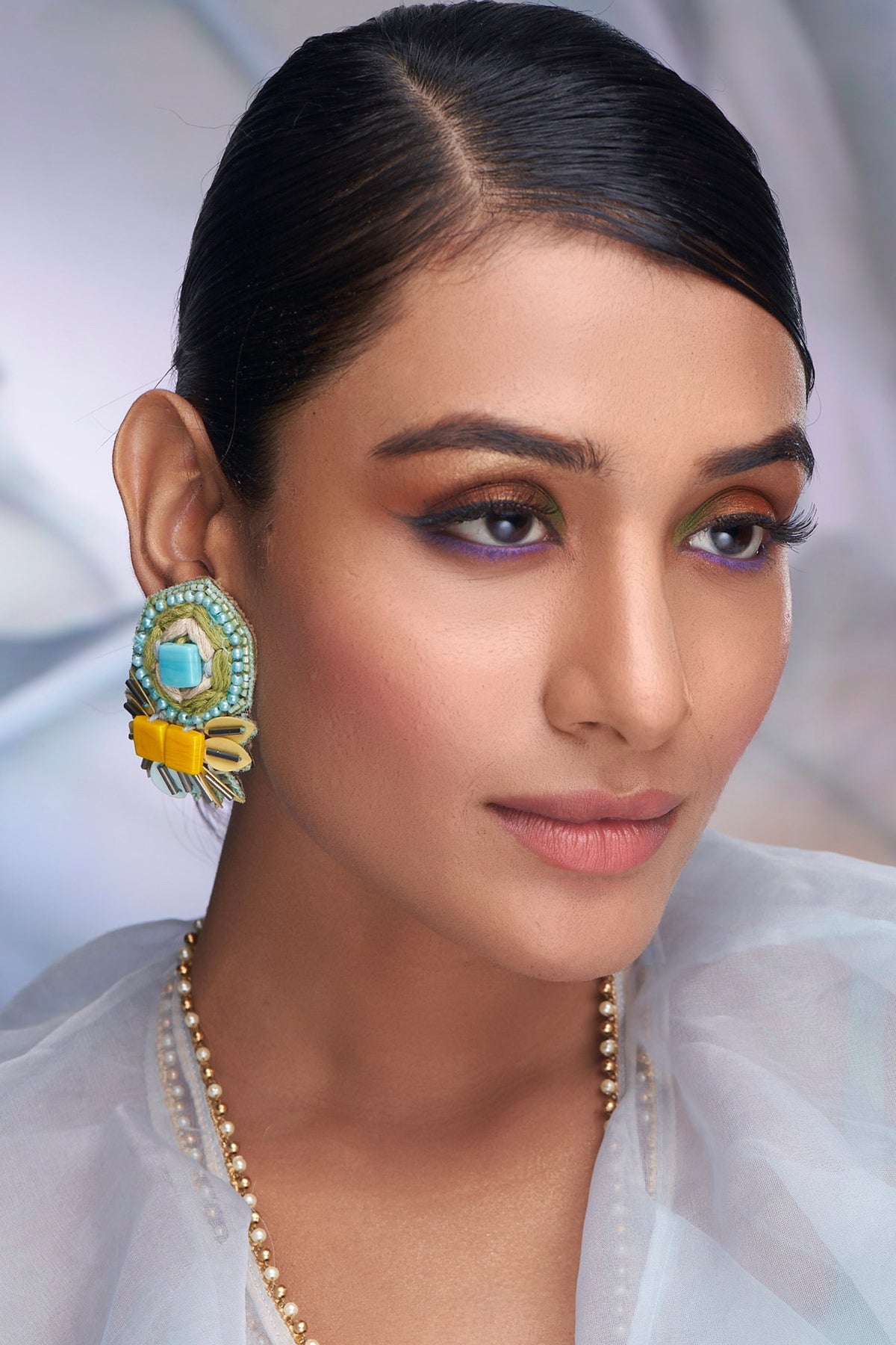 Stone & Thread Embellished Earrings 