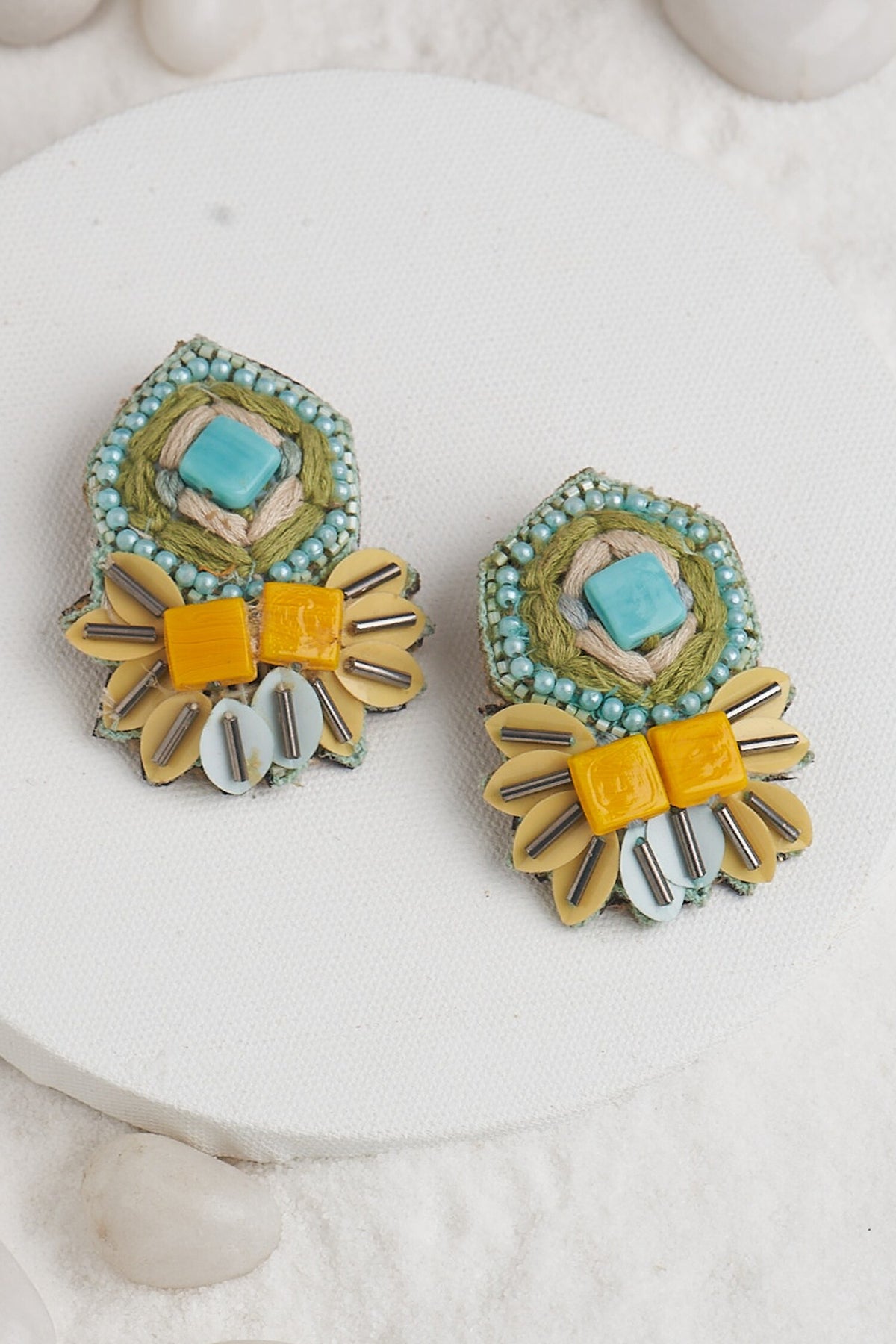 Stone & Thread Embellished Earrings 
