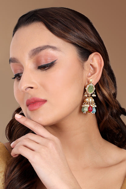 Contrast Stone Dangler Jhumkas 