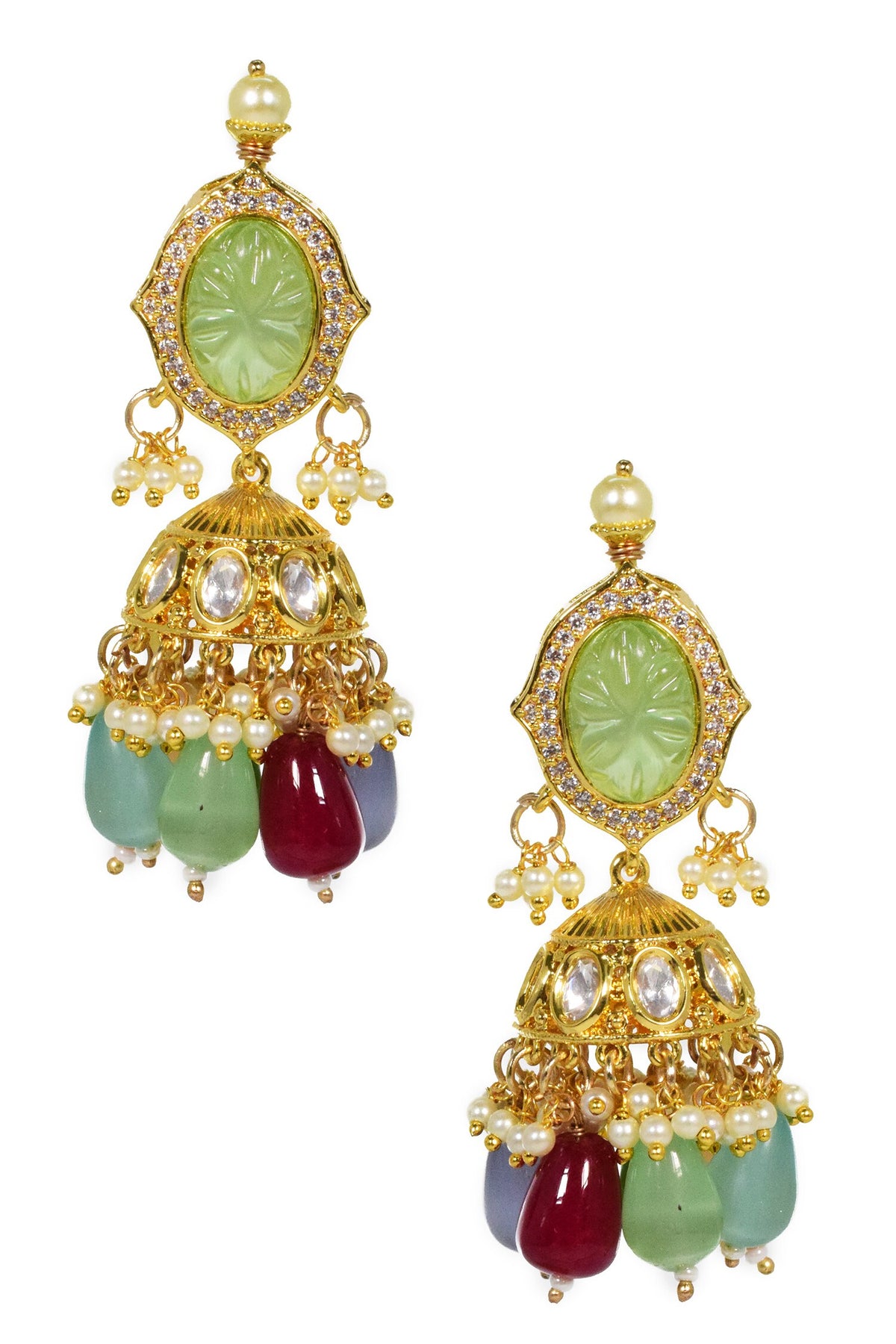 Contrast Stone Dangler Jhumkas 