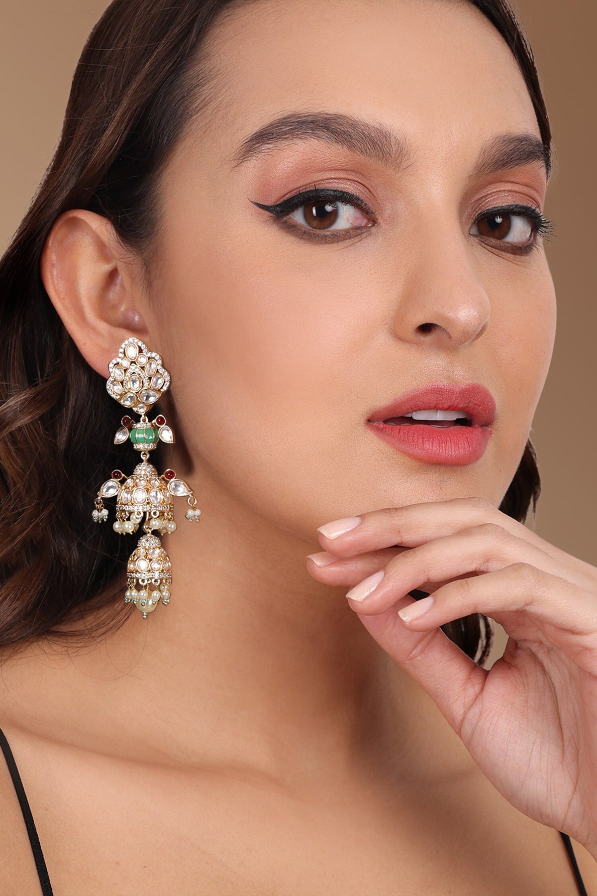 Kundan Double Layered Jhumkas 