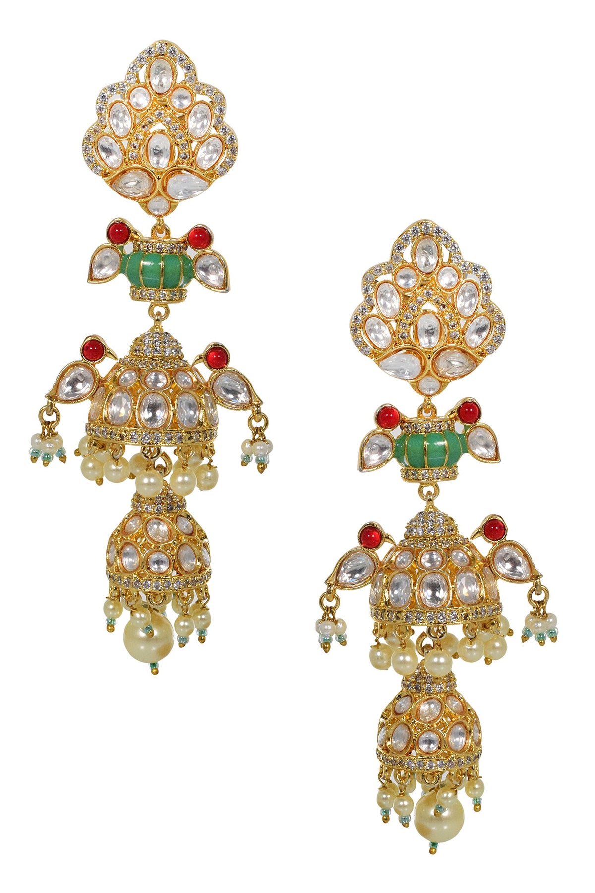 Kundan Double Layered Jhumkas 