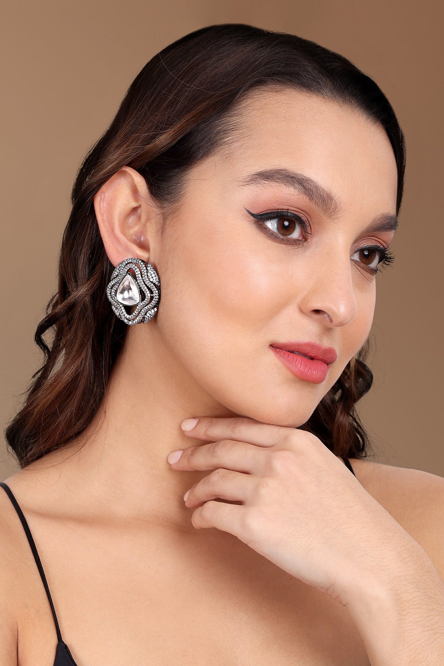 Triangle Shaped Faux Diamond Stud Earrings 