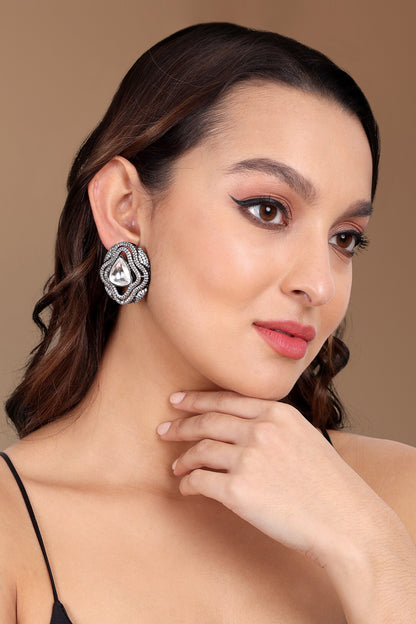 Triangle Shaped Faux Diamond Stud Earrings 