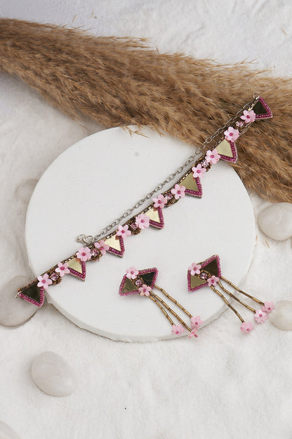 Mirror Embellished Choker Necklace Set 