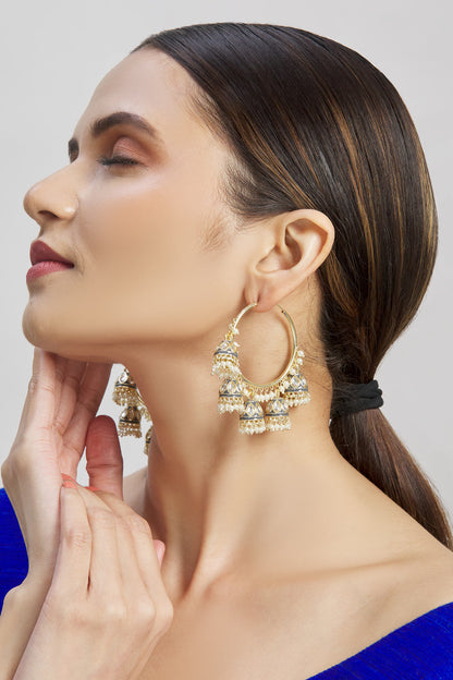 Kundan Studded Hoop Jhumkas 