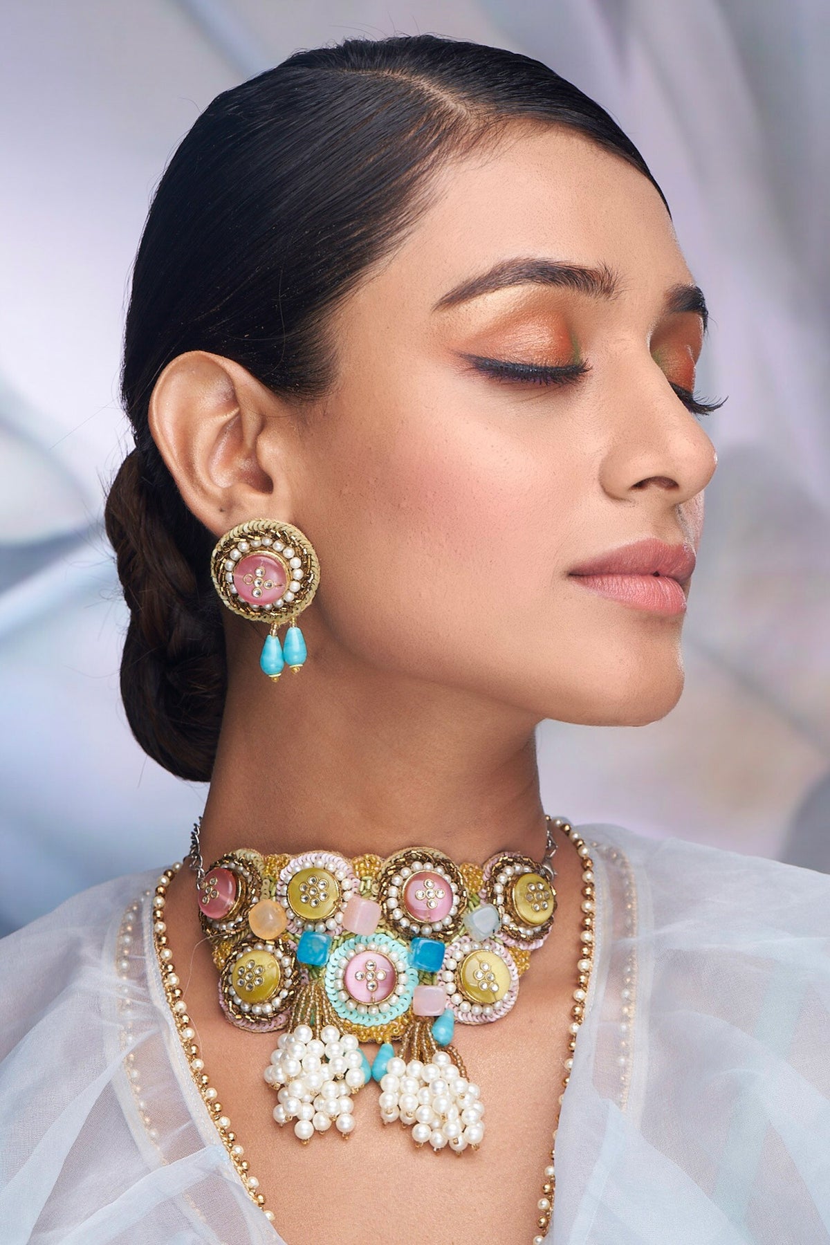 Sequin & Stone Embellished Choker Set 