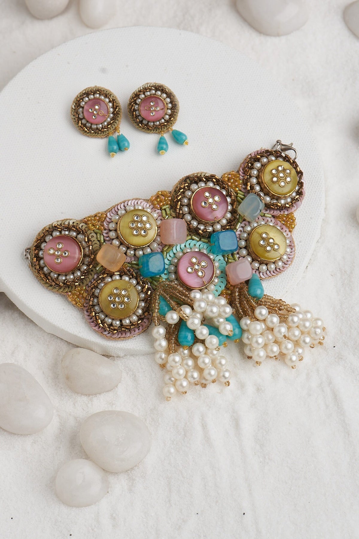 Sequin & Stone Embellished Choker Set 