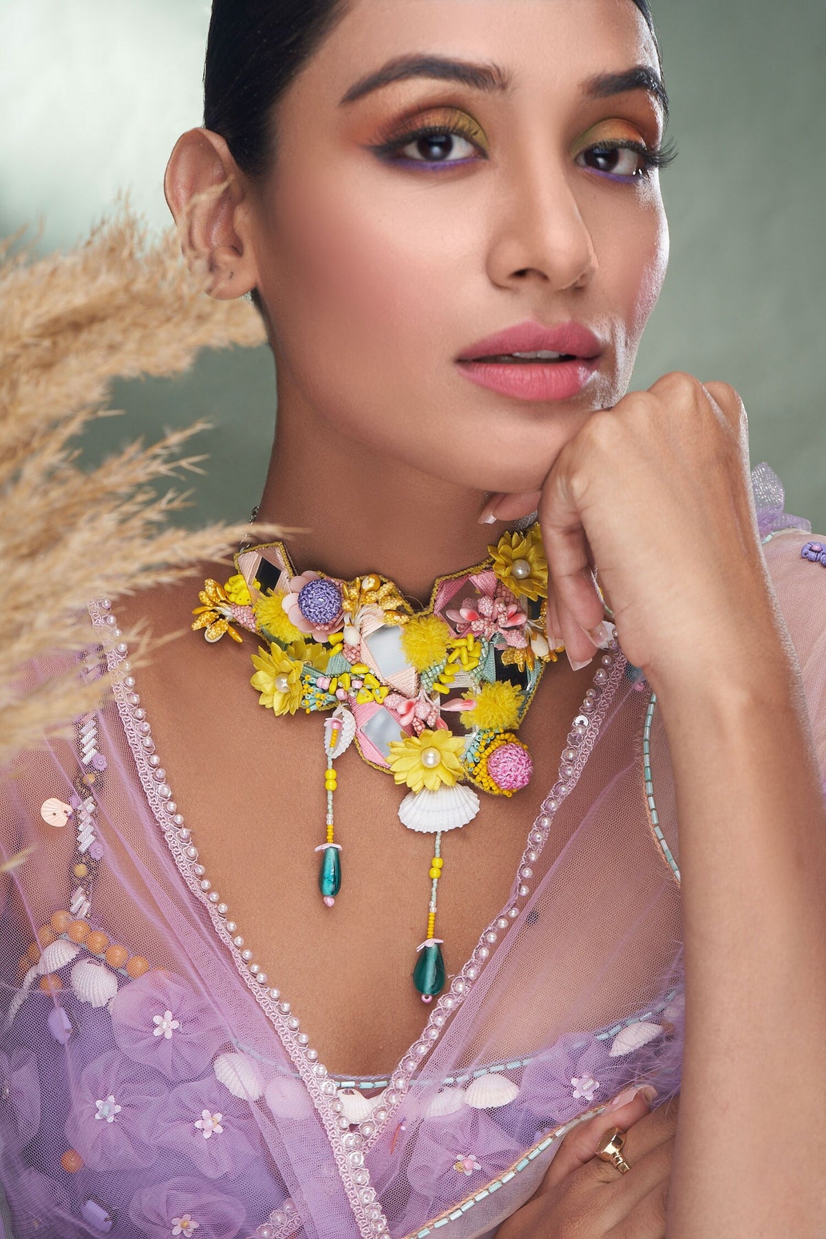 Floral Applique Embellished Choker 