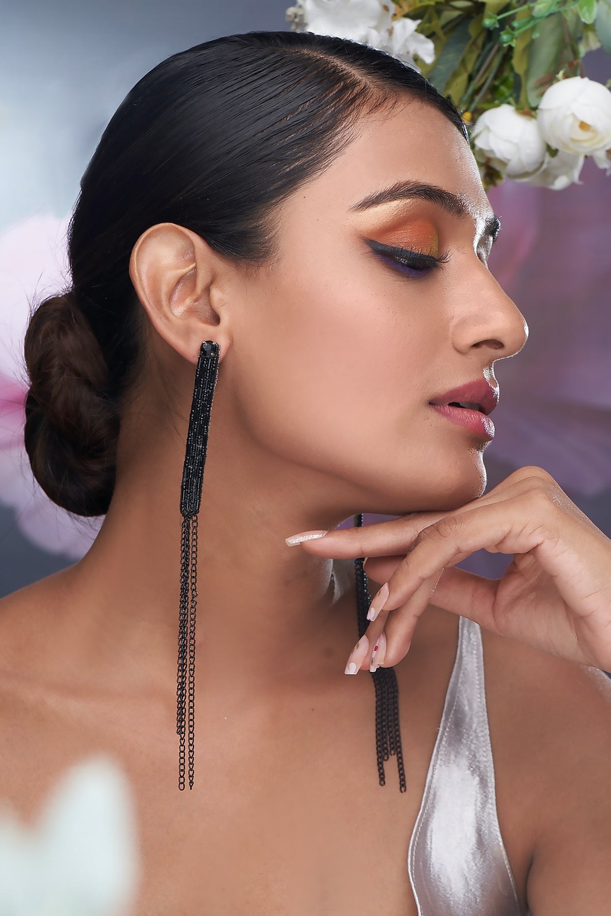 Sequin Embellished Tassel Earrings 