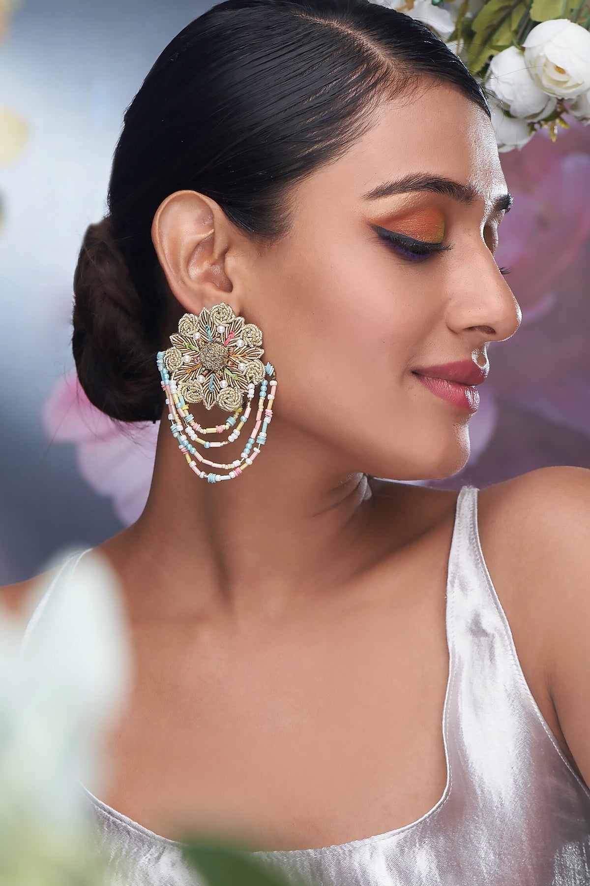 Bead Embroidered Earrings 