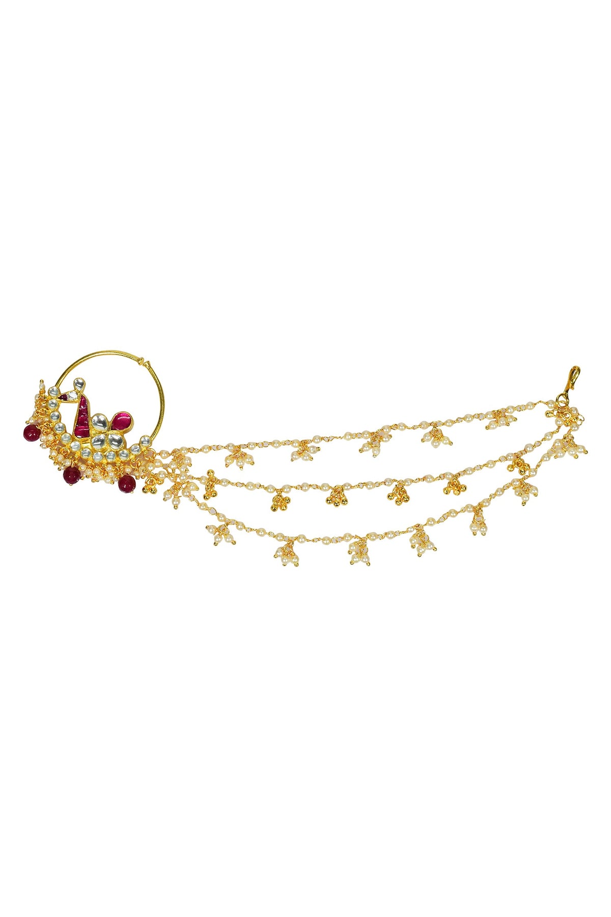 Peacock Pachi Kundan Layered Nath 