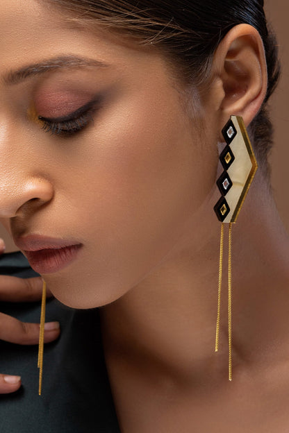 Tessella Tassel Geometric Pattern Earrings 