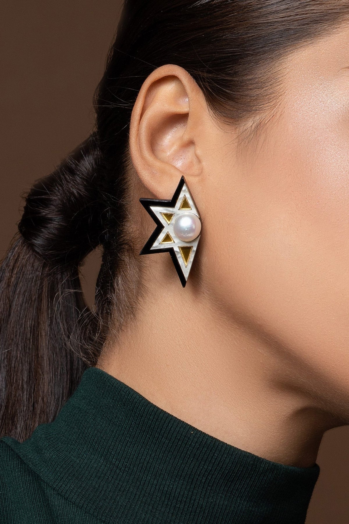 Astral Geometric Pattern Stud Earrings 