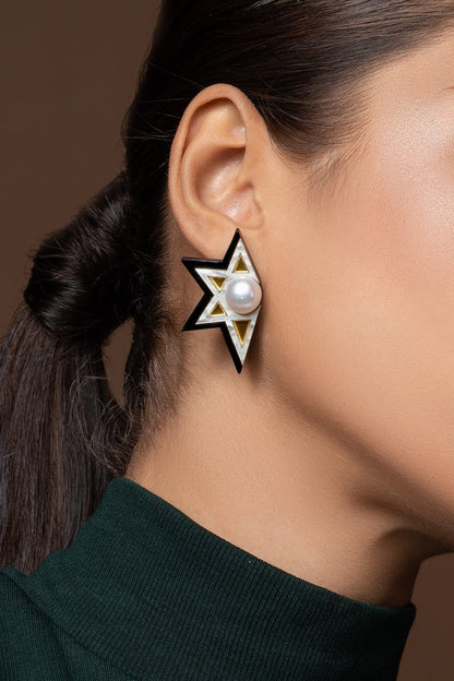 Astral Geometric Pattern Stud Earrings 