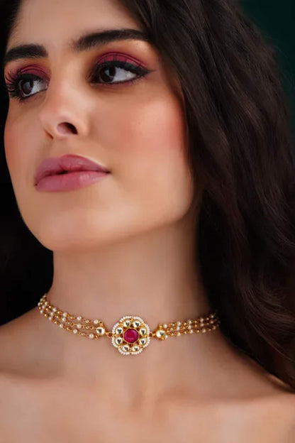 Jadau Floral Choker Necklace 