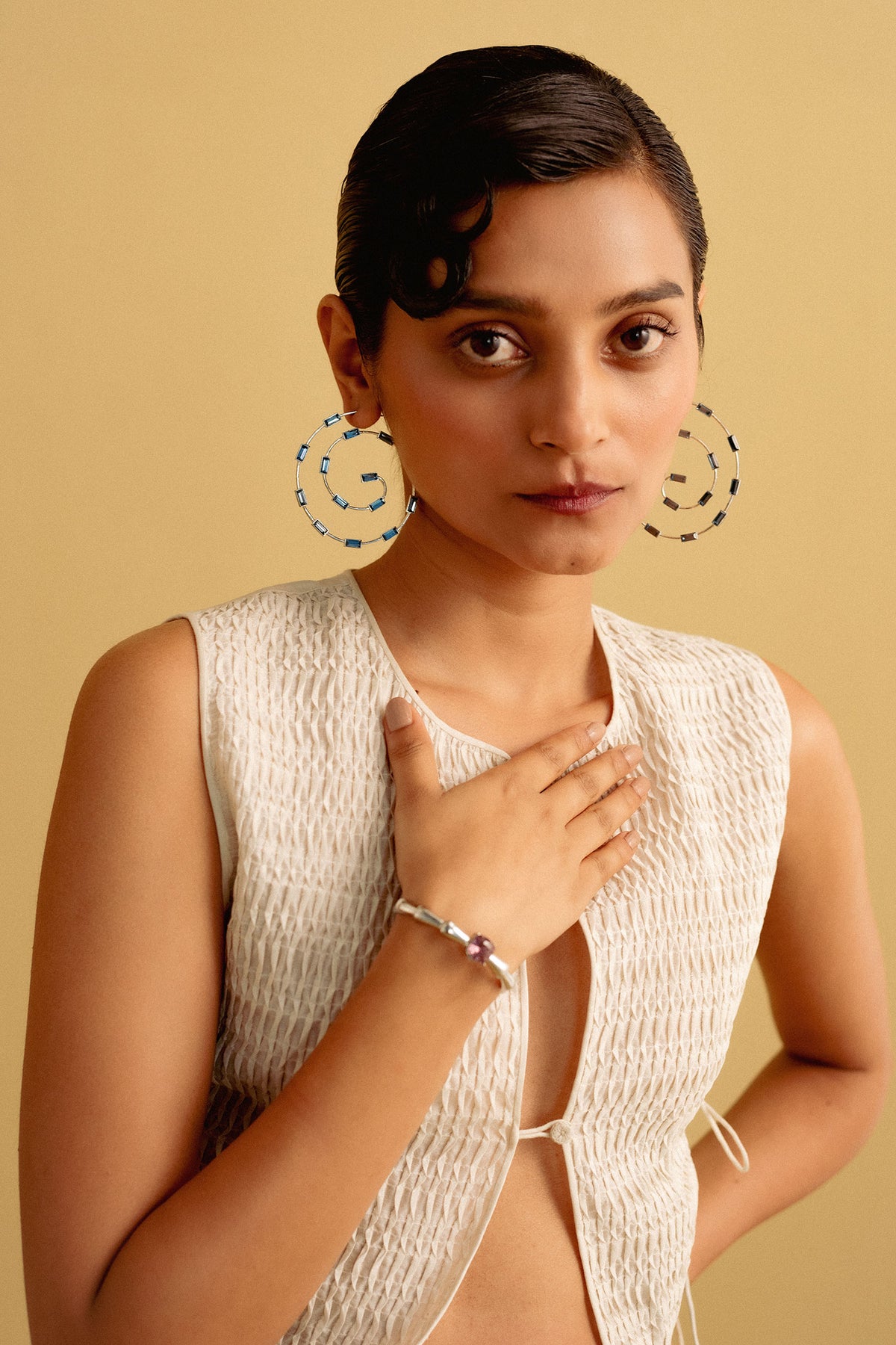Classic Marigold Crystal Embellished Hoops 