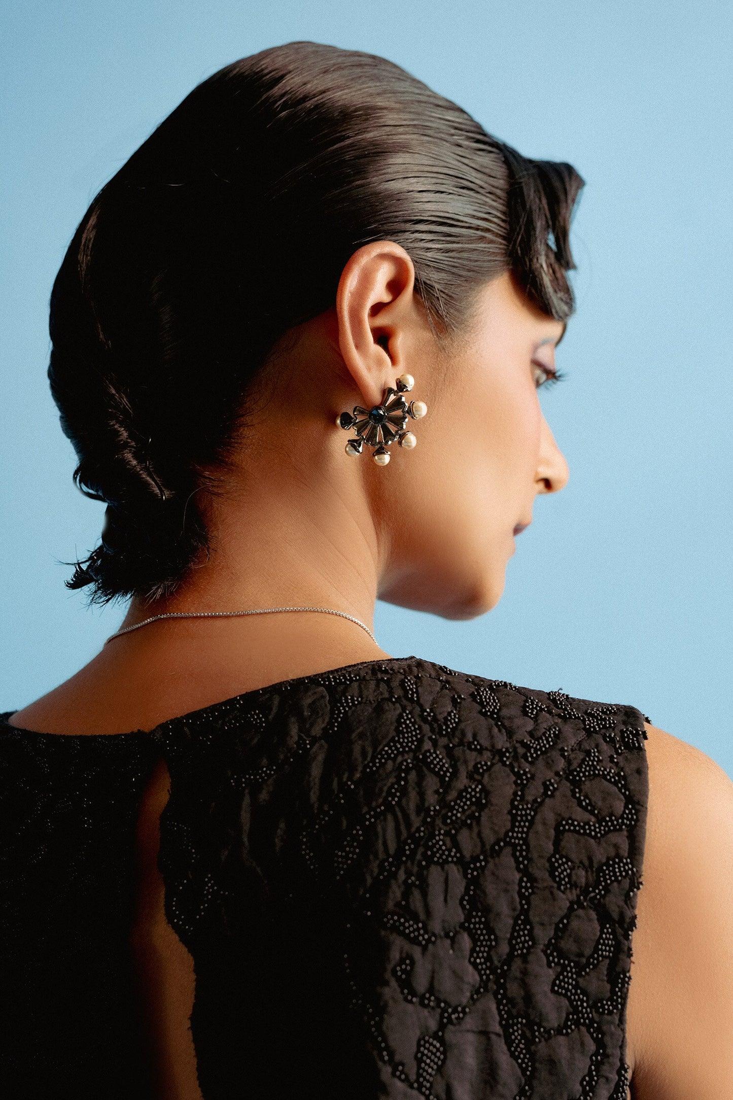 The Old Daisy Pearl Embellished Hoops 