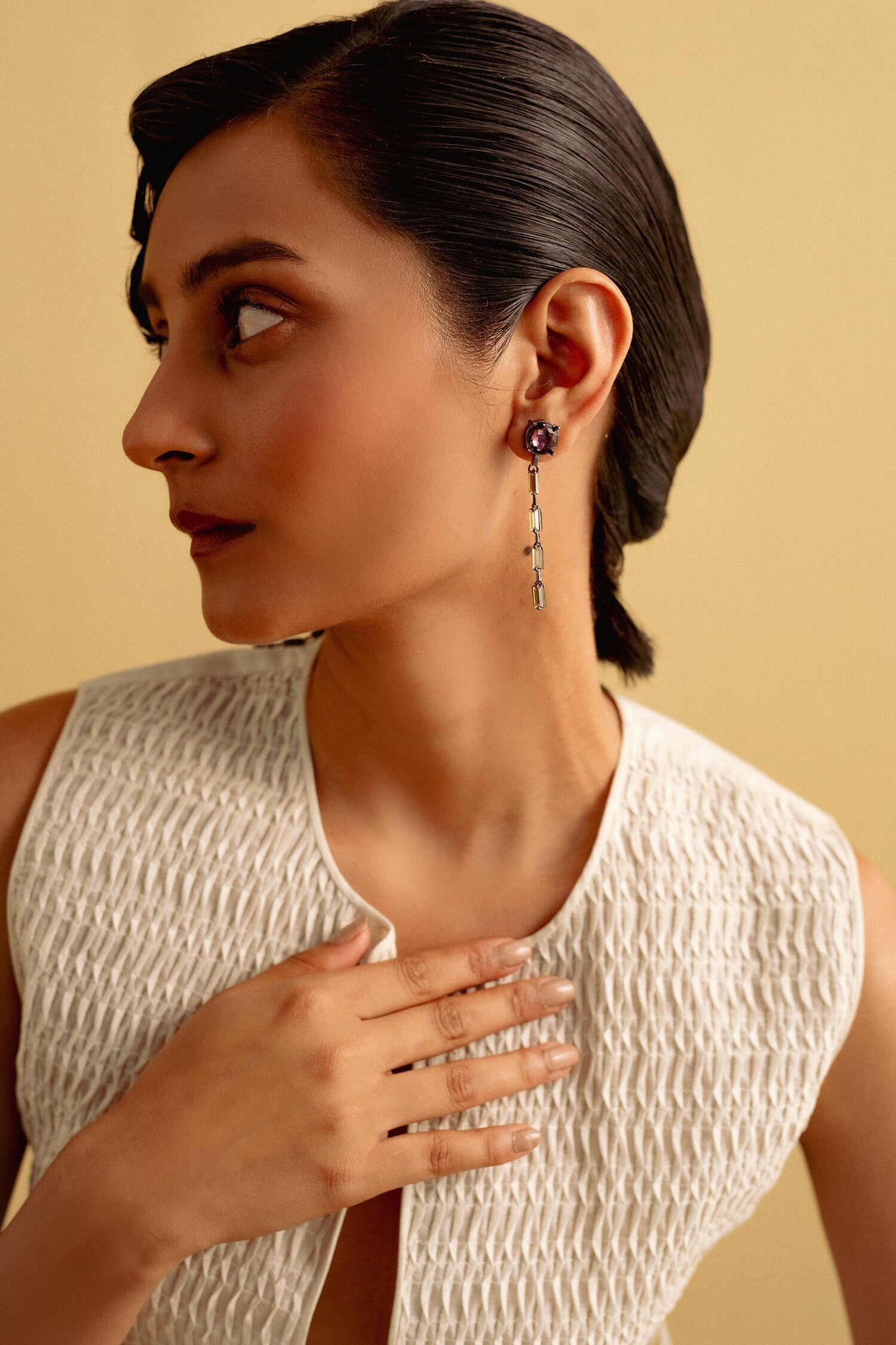 Woody Lavender Embellished Dangler Earrings 