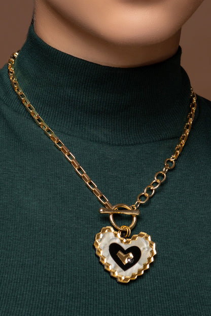 Heart Shaped Toggle Link Necklace 