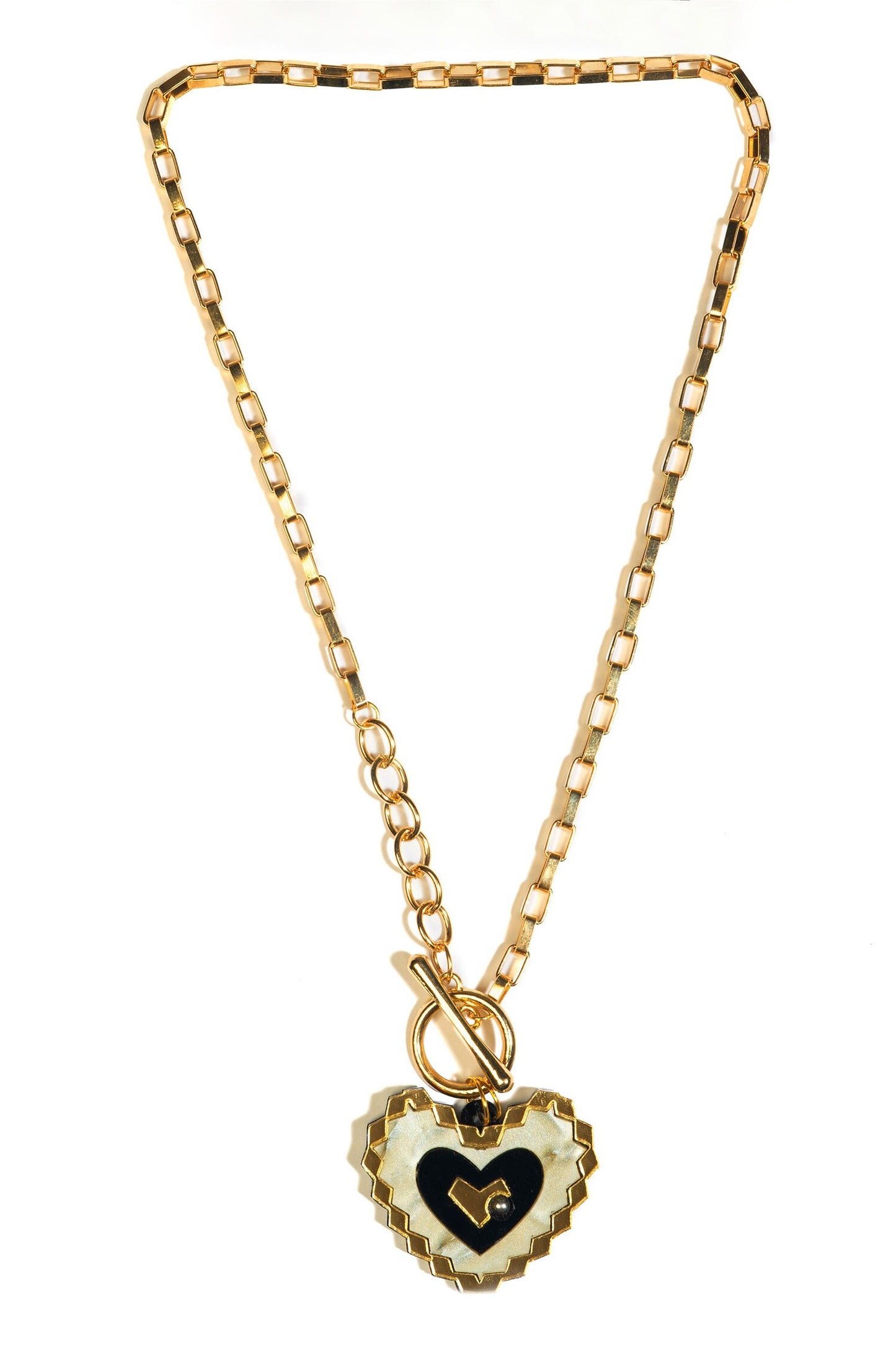 Heart Shaped Toggle Link Necklace 