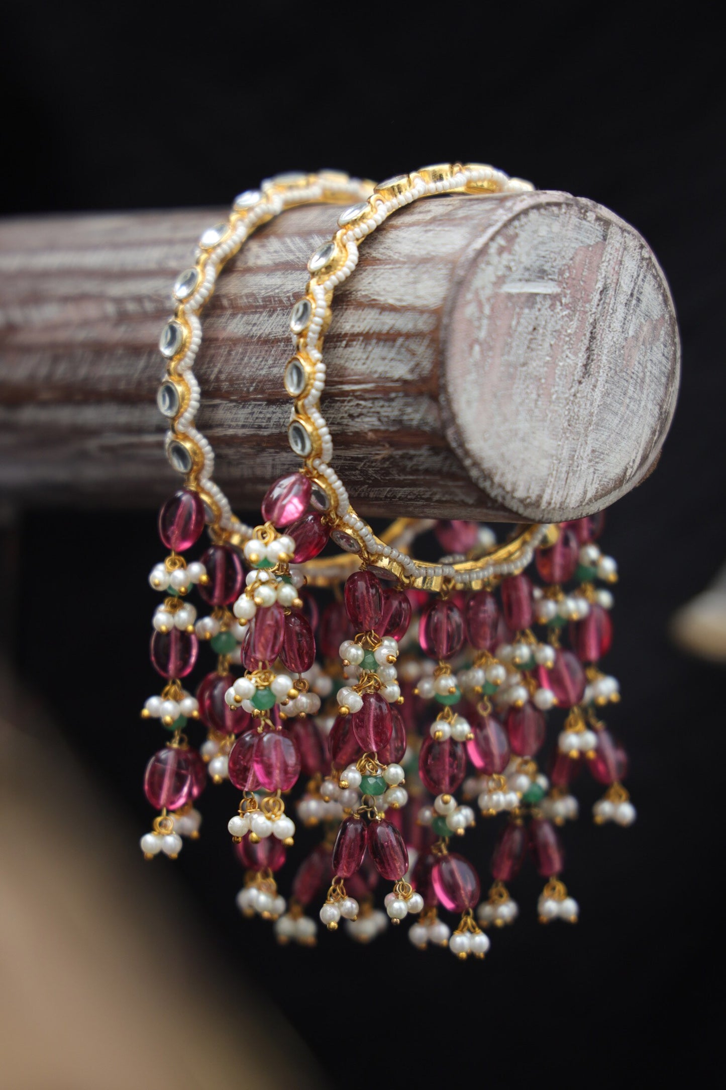 Kundan & Pearl Drop Kalira Bangles 