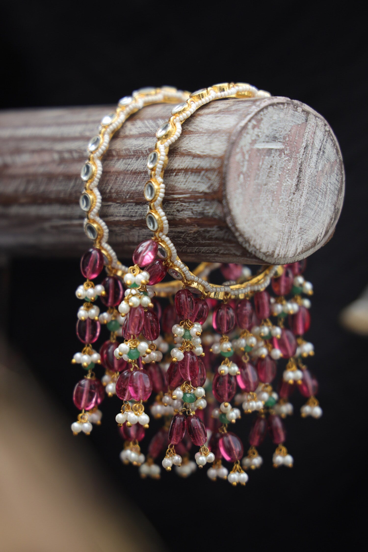 Kundan & Pearl Drop Kalira Bangles 